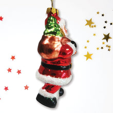 Load image into Gallery viewer, Festive Delivery Santa Claus Coming to Town Glass Christmas Ornament