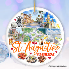 Load image into Gallery viewer, Artistic St. Augustine Ceramic Ornament, Florida Coastal City Historical Christmas Decoration