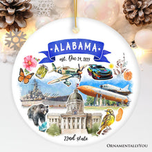 Load image into Gallery viewer, Artistic Alabama State Themes and Landmarks Christmas Ornament
