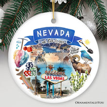 Load image into Gallery viewer, Artistic Nevada State Themes and Landmarks Christmas Ornament