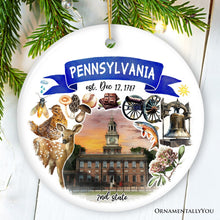 Carregar imagem no visualizador da galeria, Artistic Pennsylvania State Themes and Landmarks Christmas Ornament