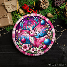 Carregar imagem no visualizador da galeria, Mystical Yuletide Deer Pink Themed Ornament, Elegant Christmas Tree Decor