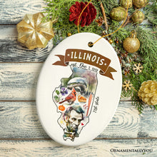 Load image into Gallery viewer, Artistic Illinois State Themes and Landmarks Christmas Ornament