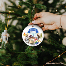 Load image into Gallery viewer, Artistic Maine State Themes and Landmarks Christmas Ornament
