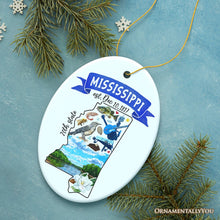 Load image into Gallery viewer, Artistic Mississippi State Themes and Landmarks Christmas Ornament