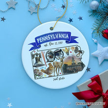 Carregar imagem no visualizador da galeria, Artistic Pennsylvania State Themes and Landmarks Christmas Ornament