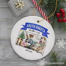 Carregar imagem no visualizador da galeria, Artistic South Dakota State Themes and Landmarks Christmas Ornament