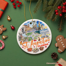Load image into Gallery viewer, Artistic St. Augustine Ceramic Ornament, Florida Coastal City Historical Christmas Decoration