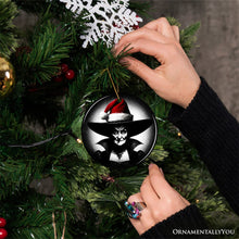Carregar imagem no visualizador da galeria, Spooky Witch with Santa Hat Ceramic Ornament, Halloween Themed Christmas Gift and Decor