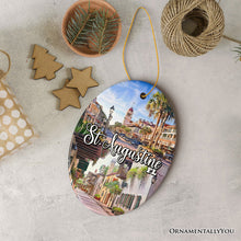 Load image into Gallery viewer, Artistic St. Augustine Ceramic Ornament, Florida Coastal City Historical Christmas Decoration