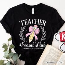Carregar imagem no visualizador da galeria, Teacher Social Club T-Shirt, White, Natural, and Black Tee for Stylish Educators