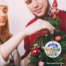 Load image into Gallery viewer, Artistic Georgia State Themes and Landmarks Christmas Ornament