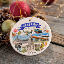 Load image into Gallery viewer, Artistic Alabama State Themes and Landmarks Christmas Ornament