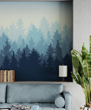 Carregar imagem no visualizador da galeria, Misty Forest Wallpaper. Blue Pastel Color Mural #6772
