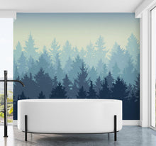 Carregar imagem no visualizador da galeria, Misty Forest Wallpaper. Blue Pastel Color Mural #6772