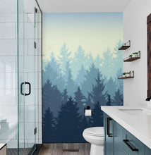 Carregar imagem no visualizador da galeria, Misty Forest Wallpaper. Blue Pastel Color Mural #6772