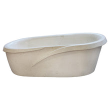 Carregar imagem no visualizador da galeria, Fossil White Limestone Sloped Bathtub Hand-carved from Solid Marble Block (W)40" (L)80" (H)24" Polished