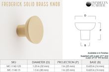 Carregar imagem no visualizador da galeria, Frederick Solid Brass Cabinet Knob - 1.25 Inch