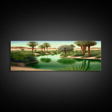 Load image into Gallery viewer, Desert Oasis Watercolor Landscape Canvas Print - Perfect for Living Room, Bedroom, Panoramic Extra Wide Format Art