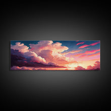 Load image into Gallery viewer, Beautiful Panoramic Framed Canvas Print of Red and Pink Clouds and Sunset, Framed Wall Art, Wall Decor, Living Room Art