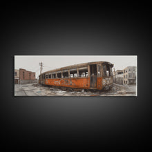 Carregar imagem no visualizador da galeria, Abandoned Orange Train, Graffiti Art, Urban Art Print, Street Art, Wall Decor, Large Canvas Print, Panoramic, Wall Art, Canvas Print