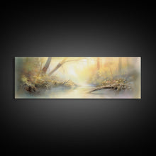 Load image into Gallery viewer, Beautiful Misty Landscape Wall Art Print, Foggy Lake, River, Trees, Wall Decor, Large Canvas Art Print, Panoramic, Wall Art, Canvas Print