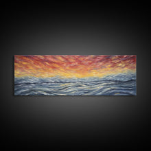 Carregar imagem no visualizador da galeria, Abstract Sea Horizon Wall Art, Vibrant Abstract, Framed Print Art, Sunset, Ocean, Textured Abstract Panoramic, Wall Art, Canvas Print