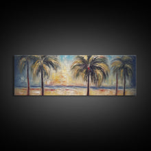 Carregar imagem no visualizador da galeria, Abstract Beach Canvas Art Print, Sunset, Coconut Trees, Textured Abstract Print, Canvas Wall Art Beach, Panoramic, Wall Art, Canvas Print