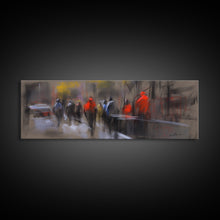 Carregar imagem no visualizador da galeria, Abstract People On Street Canvas Print, Abstract Urban Art, Vibrant Art, Line Art City Wall Decor, Panoramic, Wall Art, Canvas Print
