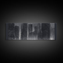 Carregar imagem no visualizador da galeria, Abstract Buildings Canvas Print, Urban Art, City Art, Cityscape, Skyline, Monochromatic, Wall Decor, Panoramic, Wall Art, Canvas Print