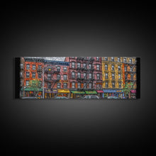 Carregar imagem no visualizador da galeria, Abstract Row Of Buildings City Canvas Print, Large Urban Art Print, Cityscape Art, Vibrant Art, Panoramic, Wall Art, Canvas Print