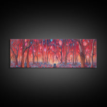 Load image into Gallery viewer, Enchanted Forest Art, Abstract Forest Art, Pink Forest, Pastel Wood, Wall Decor, Large Canvas Print, Panoramic, Wall Art, Canvas Print