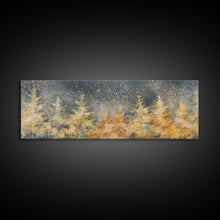 Carregar imagem no visualizador da galeria, Abstract Forest Art, Abstract Trees Canvas, Snow In The Forest, Winter Wall Decor, Large Canvas Print, Panoramic, Wall Art, Canvas Print
