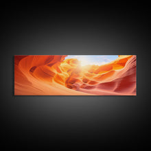 Load image into Gallery viewer, Beautiful Photographic Panoramic of Antelope Canyon Arizona, Sunset Photography, Framed Canvas Print, Landscape Photography, Landmark Art