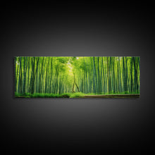 Load image into Gallery viewer, Beautiful Photographic Panoramic of Arashiyama Bamboo Grove Kyoto Japan, Framed Canvas Print, Landscape Photography, Landmark Art