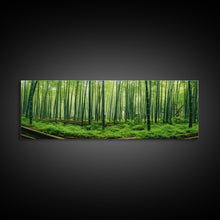 Load image into Gallery viewer, Beautiful Photographic Panoramic of Arashiyama Bamboo Grove Kyoto Japan, Framed Canvas Print, Landscape Photography, Landmark Art