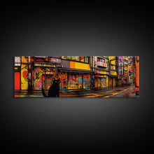 Load image into Gallery viewer, Black Cat Art Print, Framed Wall Art, Punk Cart Art, This Cat Is From The Streets, Colorful Cat Lover Art