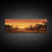 Carregar imagem no visualizador da galeria, Abandoned Wildwest Ghost Town Framed Canvas Print, Panoramic Wall Art, Wild West Decor, Southwestern Farmhouse Decor, Boom Town Art