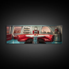 Load image into Gallery viewer, Atomic Age Scifi Style 1950s Diner Booth Wall Art, Framed Canvas Print, MCM, Midcentury Modern Wall Art, Diner Decor