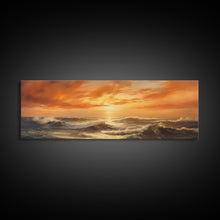 Load image into Gallery viewer, Framed Wall Art Print Set Sunset Horizon on Beach Shore Nature Ocean Oil Painting Nautical Scenic Colorful Multicolor Ultra