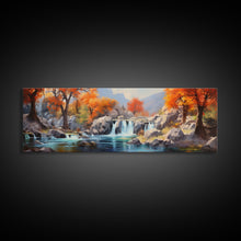 Load image into Gallery viewer, Beautiful Fall Centerpiece Wall Art, Framed Canvas Print, Autumn Landscape Watercolor Painting, Minimalist Boho Style Wall Art, Minimalist