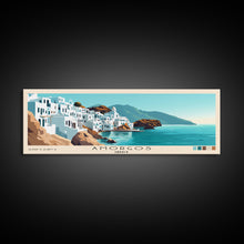 Load image into Gallery viewer, Amorgos, Greece Panoramic Print, Vacation Gift, Greece Wall Art, Beach Painting, Beach Decor, Large Wall Art, Wood Frame Art