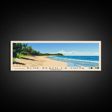 Load image into Gallery viewer, Blue Beach La Chiva, Puerto Rico Panoramic Beach Print, Vacation Gift, Puerto Rico Wall Art, Framed Canvas Print, Framed Beach Painting