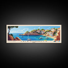 Carregar imagem no visualizador da galeria, Cala Fornells, Spain Panoramic Beach Print, Vacation Gift, Spain Wall Art, Framed Canvas Print, Framed Beach Painting