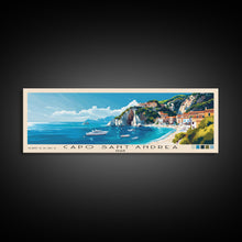 Carregar imagem no visualizador da galeria, Capo Sant’Andrea, Italy Panoramic Beach Print, Vacation Gift, Italy Wall Art, Framed Canvas Print, Framed Beach Painting