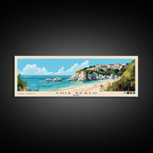 Cargar imagen en el visor de la galería, Chia Beach, Italy Panoramic Beach Print, Vacation Gift, Italy Wall Art, Framed Canvas Print, Framed Beach Painting