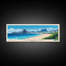 Load image into Gallery viewer, Copacabana, Brazil Panoramic Beach Print, Vacation Gift, Brazil Wall Art, Framed Canvas Print, Framed Beach Painting