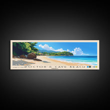 Load image into Gallery viewer, Doctor’s Cave Beach, Jamaica Panoramic Print, Vacation Gift, Jamaica Wall Art, Beach Painting, Beach Decor, Large Wall Art, Wood Frame Art