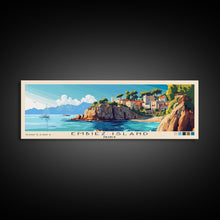 Load image into Gallery viewer, Embiez Island, France Panoramic Print, Vacation Gift, France Wall Art, Beach Painting, Beach Decor, Large Wall Art, Wood Frame Art