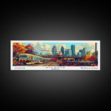 Load image into Gallery viewer, Atlanta Georgia Panoramic Wall Art Framed Canvas Print, Mid Century Modern Art, Pop Art Style, Travel Poster, Home Decor, Wall Hanging